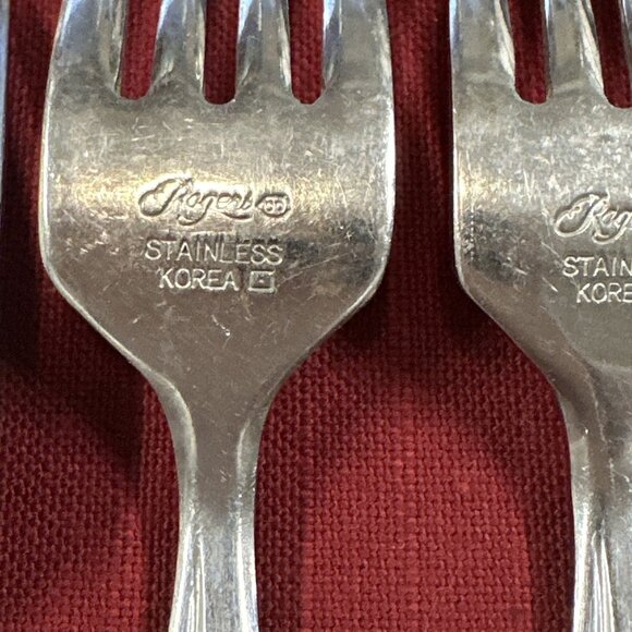 Lot of 12 Rogers Stainless Flatware Bamboo Style Pattern Korea Mid Century - Picture 6 of 16